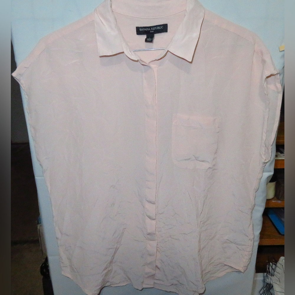 Small Light Peach Banana Republic Silk Blouse